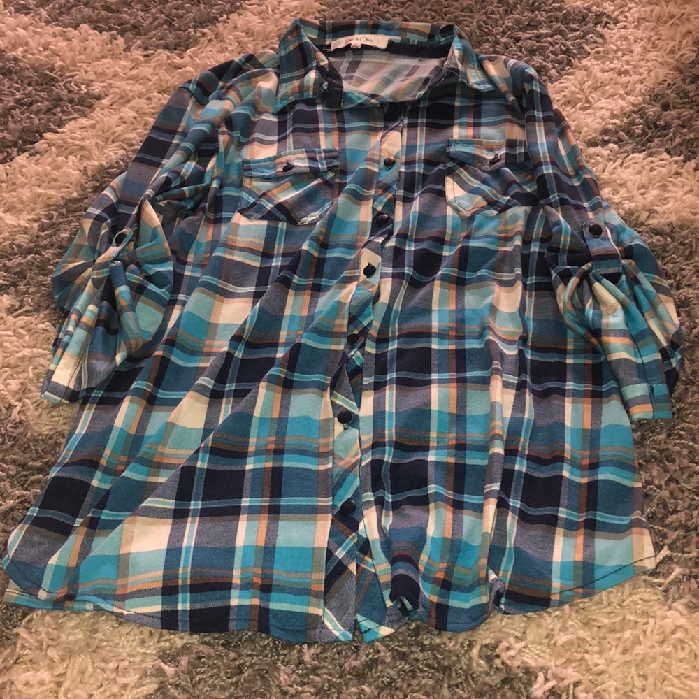 Blue plaid shirt